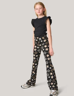 Printed Flared Legging Zwart