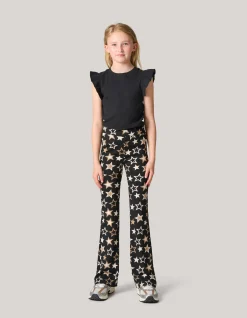 Printed Flared Legging Zwart